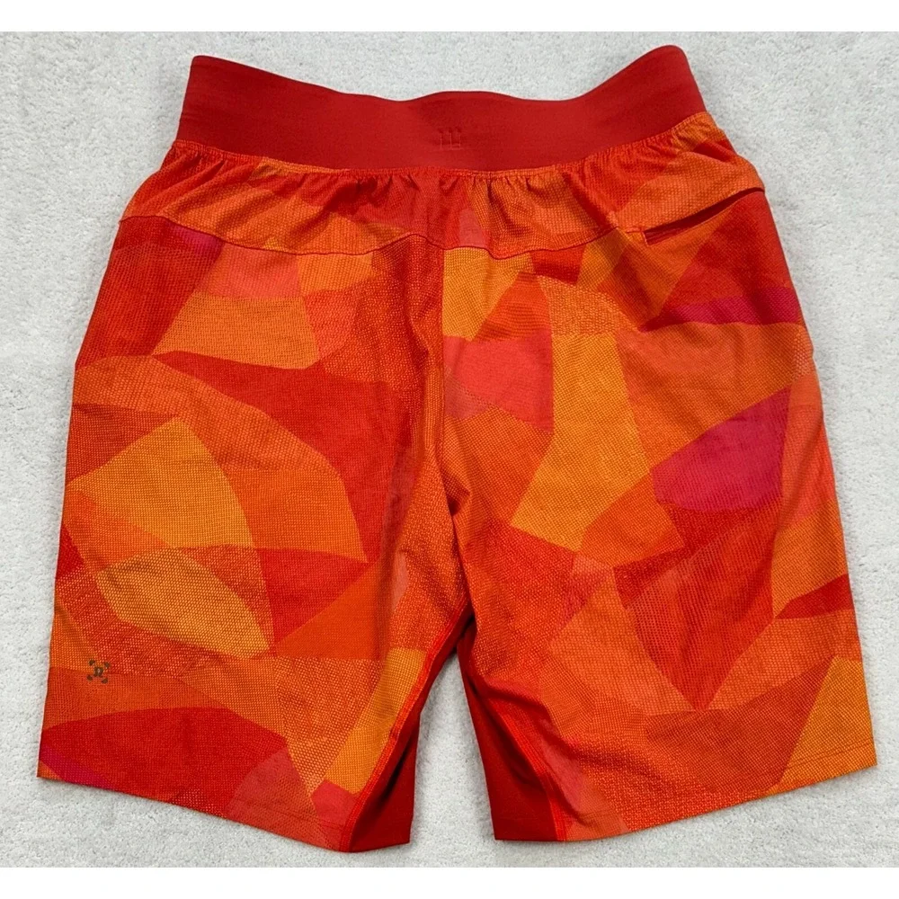 Lululemon‎ Channel Cross Swim Shorts Men's S Orange Unlined Zip Pocket (26x10)